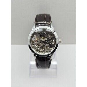 August Steiner AS8033SS Skeleton Automatic Self Winding Silver Tone Unisex Watch